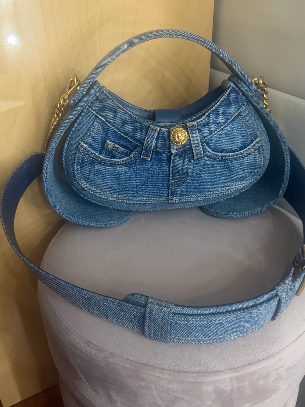 BALMAIN DENIM JOLIE MADAME HOBO BAG
